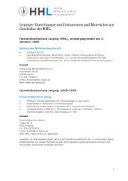 Leipziger Einrichtungen mit Dokumenten und Materialien zur ... - HHL