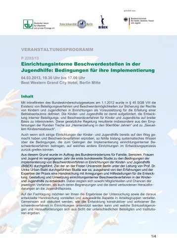 P 2293/13 Veranstaltungsprogramm im PDF ... - Deutscher Verein