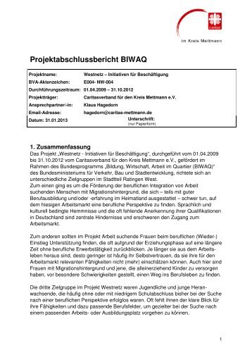 Projektabschlussbericht BIWAQ Westnetz 22-2-13 - DiÃ¶zesan ...