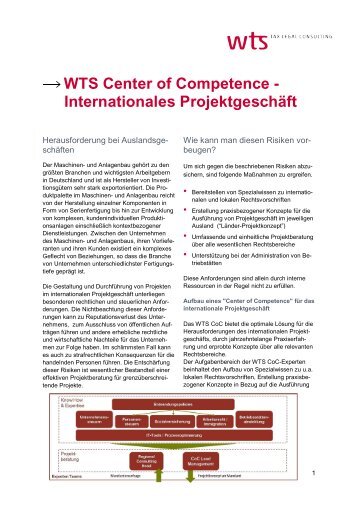 WTS Center of Competence - Internationales ProjektgeschÃ¤ft