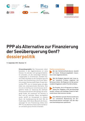 PPP als Alternative zur Finanzierung der ... - Economiesuisse