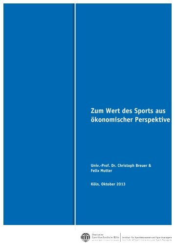 Zum Wert des Sports aus Ã¶konomischer Perspektive - Der Deutsche ...