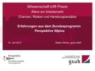 Erfahrungene aus dem Bundesprogramm Perspektive 50plus