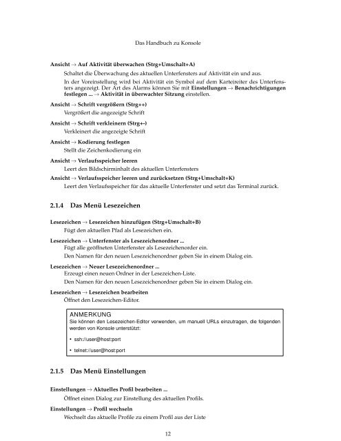 Das Handbuch zu Konsole - KDE Documentation