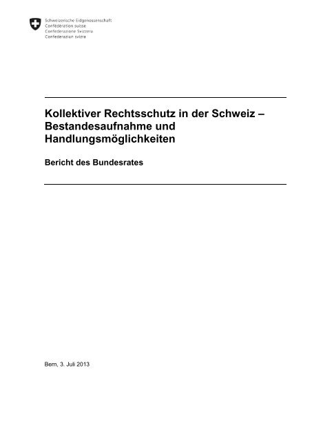 Kollektiver Rechtsschutz in der Schweiz ... - EJPD