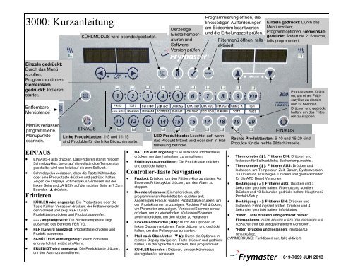 3000: Kurzanleitung - Frymaster