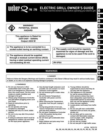 ELECTRIC GRILL OWNER'S GUIDE - Weber