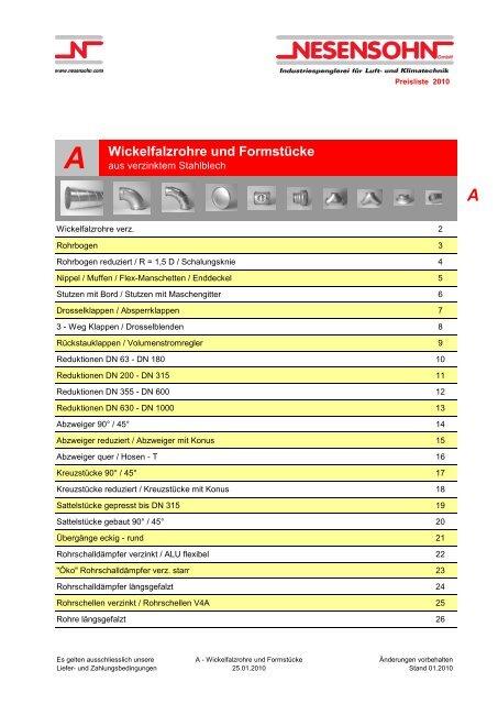 Wickelfalzrohre und Formstücke