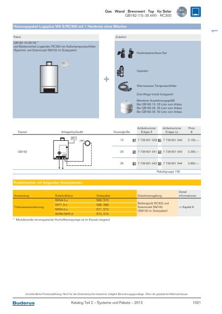 Kapitel 1 Gas/Wand- u. Kompaktheizzentral-Pakete Produktvorteile