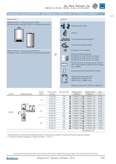 Kapitel 1 Gas/Wand- u. Kompaktheizzentral-Pakete Produktvorteile