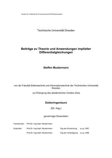 Muster der Titelseite der Promotionsschrift - FakultÃ¤t Elektrotechnik ...