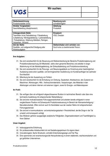 Produktionsleiter (m/w)