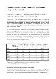 Chemieindustrie investiert erheblich in Produktionsanlagen in ...