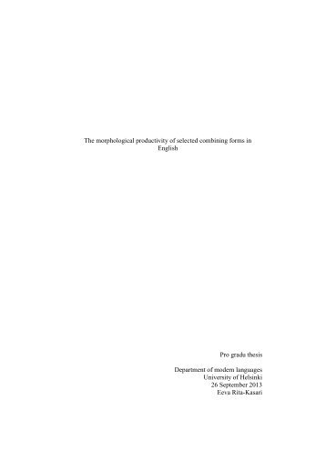 The morphological productivity of selected ... - Helda - Helsinki.fi