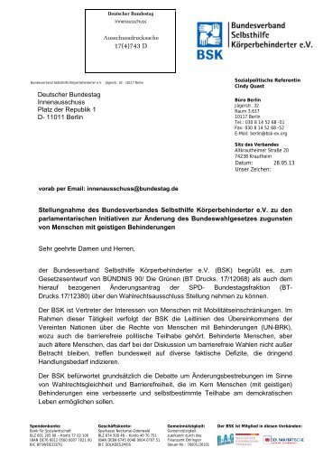 Bundesverband Selbsthilfe KÃ¶rperbehinderter e.V. - Deutscher ...