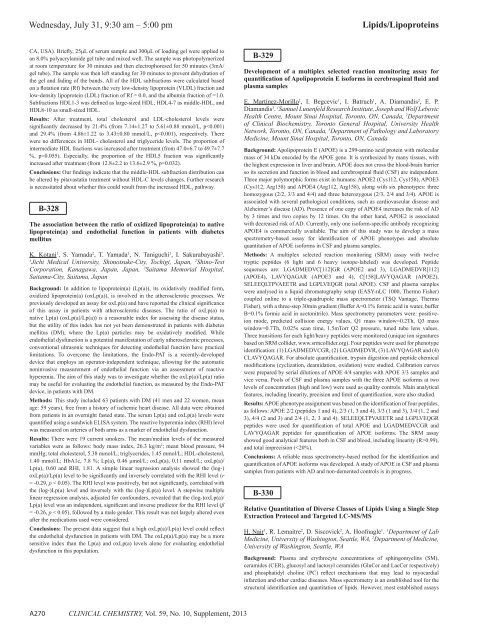 Abstracts of the Scientific Posters, 2013 AACC Annual Meeting ...