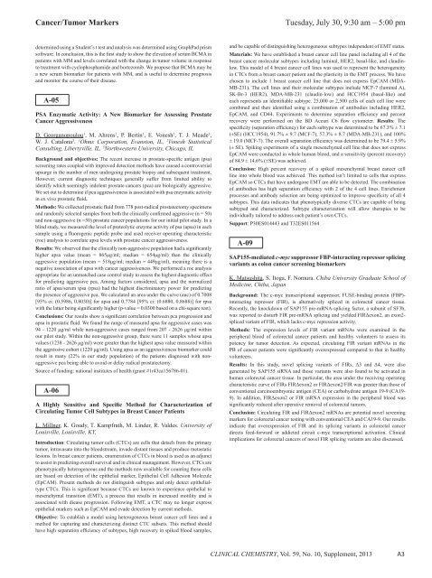 Abstracts of the Scientific Posters, 2013 AACC Annual Meeting ...