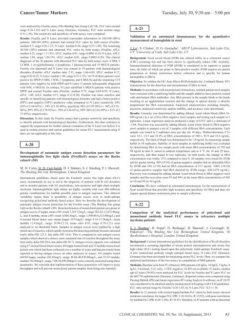 Abstracts of the Scientific Posters, 2013 AACC Annual Meeting ...
