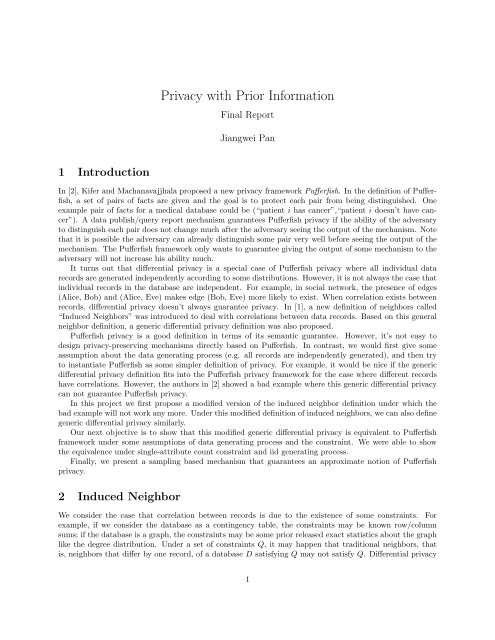 Privacy with Prior Information