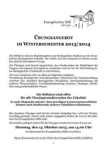 Locuskommentar Wintersemester 2013/14 - Evangelisches Stift