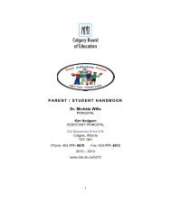 to see Parent Handbook - Calgary Board of Education