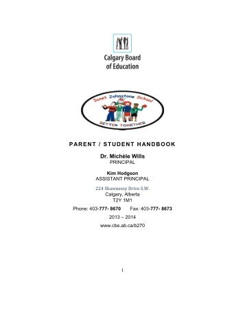 to see Parent Handbook - Calgary Board of Education