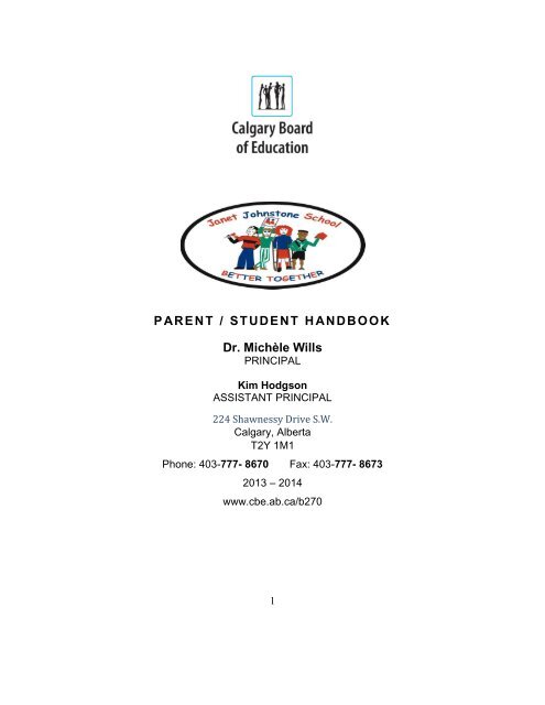 to see Parent Handbook - Calgary Board of Education