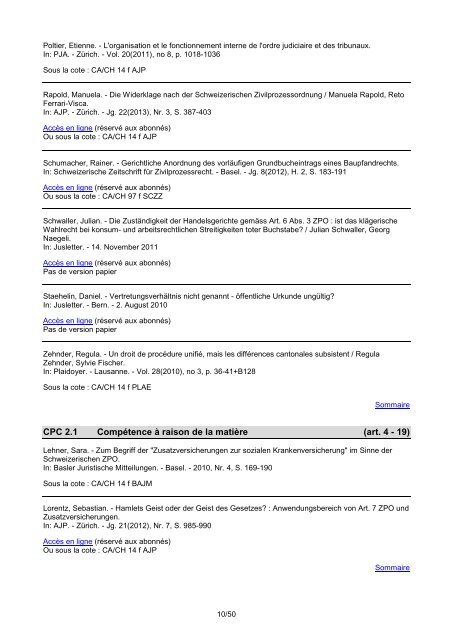 Veille CPC liste par indices de classement - Etat de GenÃ¨ve