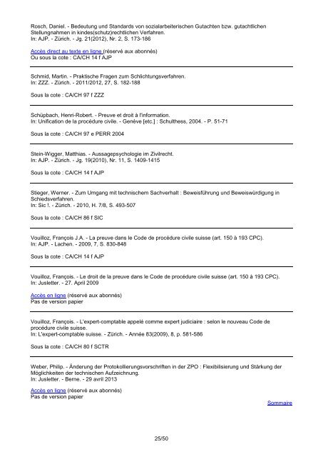 Veille CPC liste par indices de classement - Etat de GenÃ¨ve