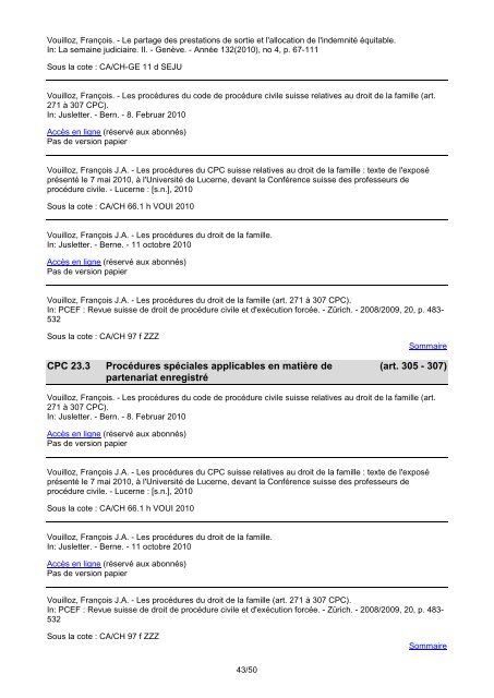 Veille CPC liste par indices de classement - Etat de GenÃ¨ve