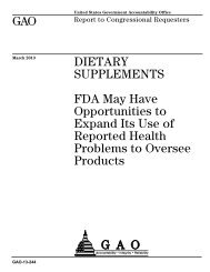 Dietary supplements: FDA may have opportunities to expand its use