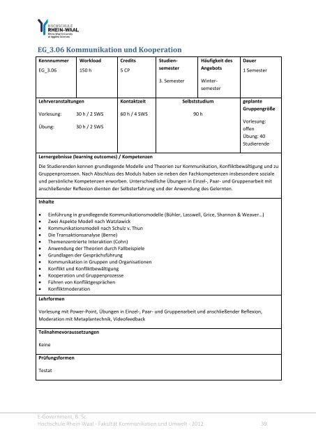 Modulhandbuch - Hochschule Rhein-Waal