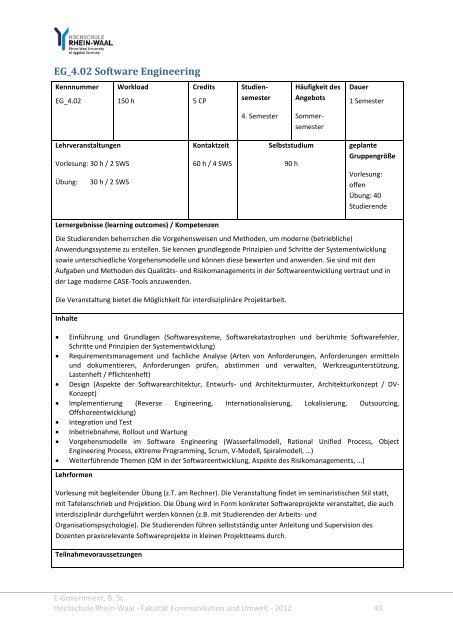 Modulhandbuch - Hochschule Rhein-Waal