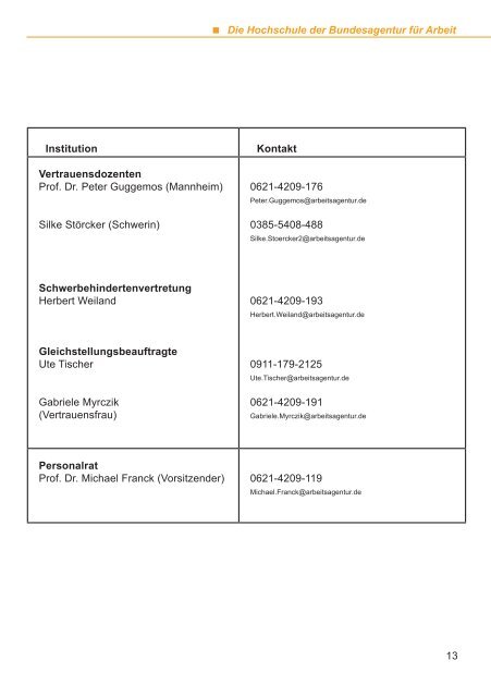 StudienfÃ¼hrer 2013/2014 - Hochschule der Bundesagentur fÃ¼r Arbeit