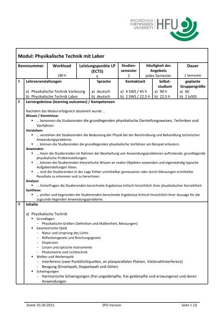 Physika- lische Technik mit Labor