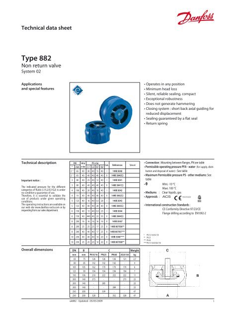 Danfoss Type 882 - hydrotek engineering company