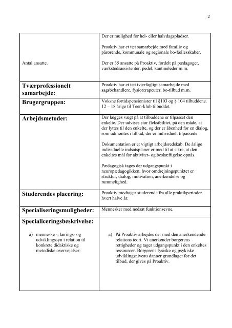 Uddannelsesplan for studerende pÃ¥ Proaktiv - Fredericia Kommune