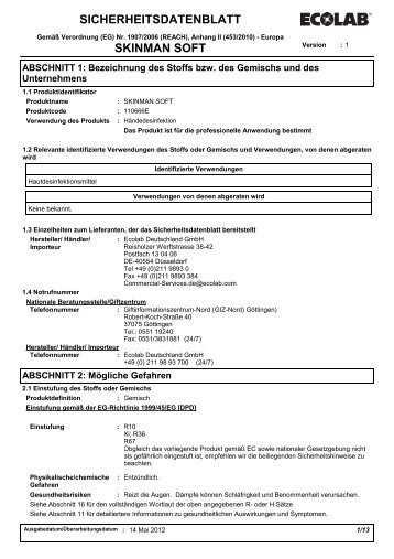 SICHERHEITSDATENBLATT SKINMAN SOFT - Hygienepartner24.de