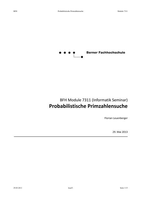 Probabilistische Primzahlensuche - S T A F F