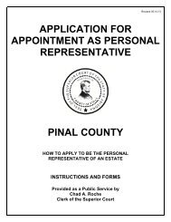 Application for Appointment of Personal Representative - Pinal County