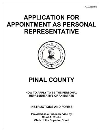 Application for Appointment of Personal Representative - Pinal County