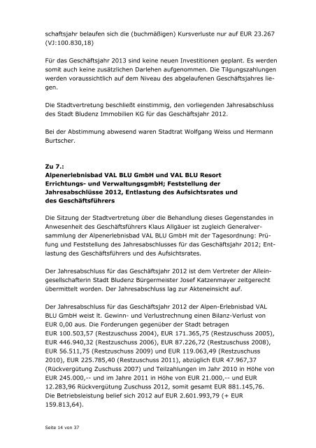 Niederschrift Stadtvertretung vom 28.05.2013 - Stadt Bludenz