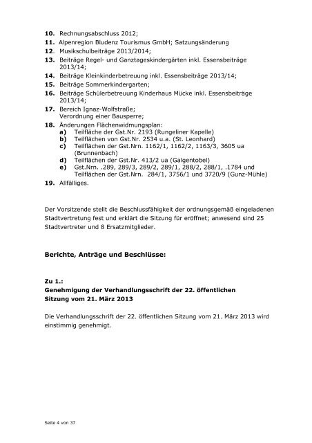 Niederschrift Stadtvertretung vom 28.05.2013 - Stadt Bludenz