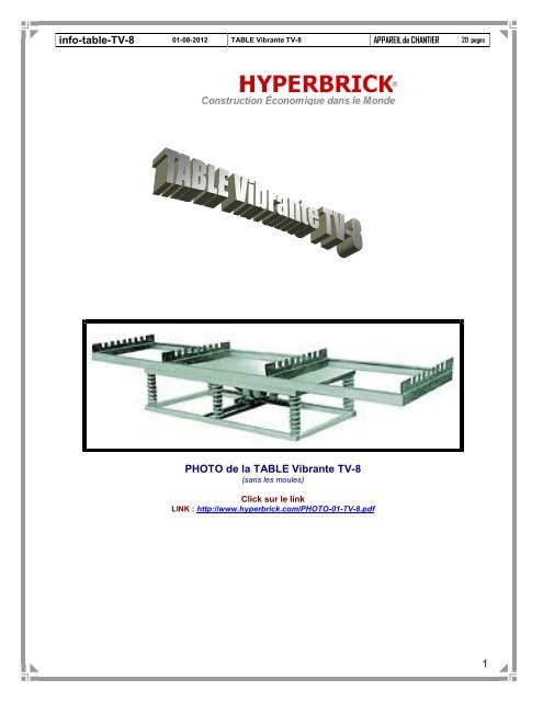 TABLE Vibrante TV-8 - Texte informatif - Hyperbrick