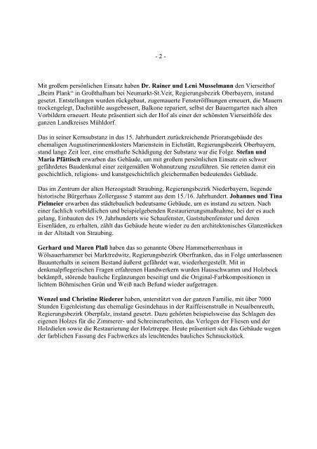 23. Denkmalpreis der Hypo-Kulturstiftung 2008 - Kunsthalle der ...