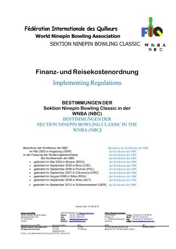 Finanz- und Reisekostenordnung Implementing Regulations - NBC