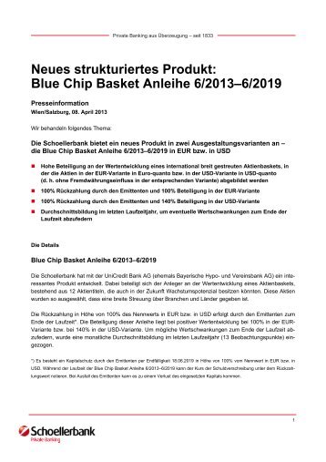 Neues strukturiertes Produkt: Blue Chip Basket ... - Schoellerbank