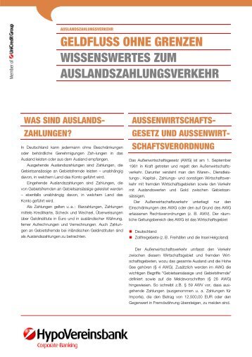 Informationsblatt Auslandszahlungsverkehr - HypoVereinsbank