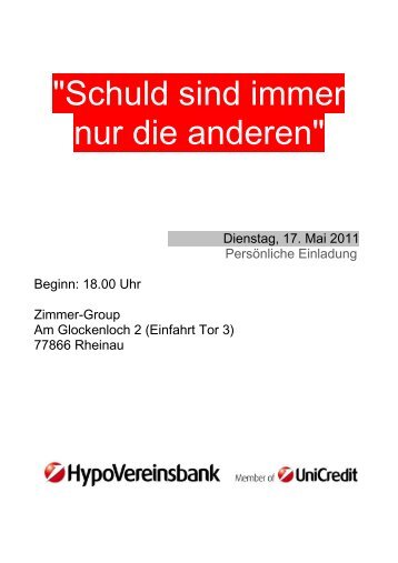 "Schuld sind immer nur die anderen" - HypoVereinsbank