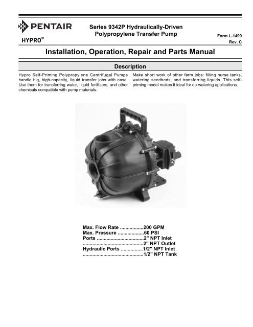 Installation, Operation, Repair and Parts Manual